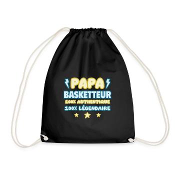 Papa basketteur, cadeau fête des pères,basket - Sac de sport léger - noir - Devant