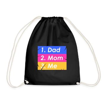 1. Papa 2. Mama 3. ich - Turnbeutel - Schwarz - Vorne