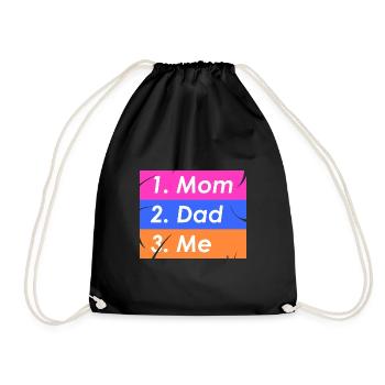 1. Mama 2. Papa 3. Ich - Turnbeutel - Schwarz - Vorne