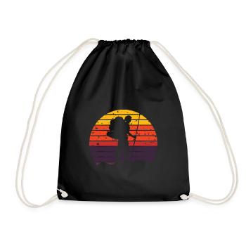 Wandern Vintage Berge Outdoor Wanderer Geschenk - Turnbeutel - Schwarz - Vorne