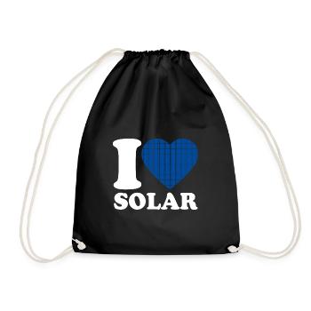 I Love Solar - Heart - Renewable Energy - Drawstring Bag - black - Front
