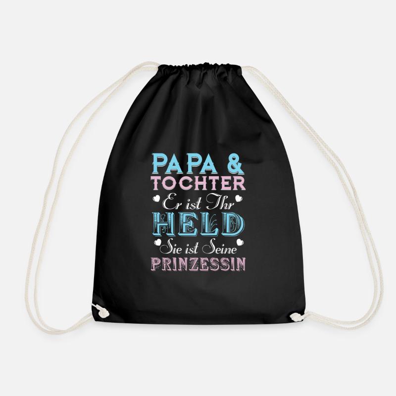 Papa & Tochter Held und Prinzessin - Turnbeutel - Schwarz