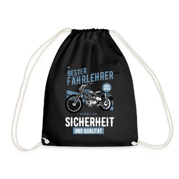 Fahrschullehrer Shirt Motorrad Geschenkidee - Turnbeutel - Schwarz - Vorne