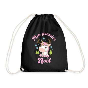 Mon premier noël naissance bébe fille grossesse - Sac de sport léger - noir - Devant