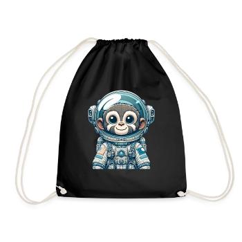 Cute Monkey Astronaut - Drawstring Bag - black - Front