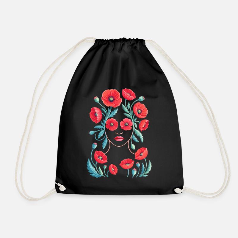 Damen Silhouette Poppy Flower Damen - Turnbeutel - Schwarz