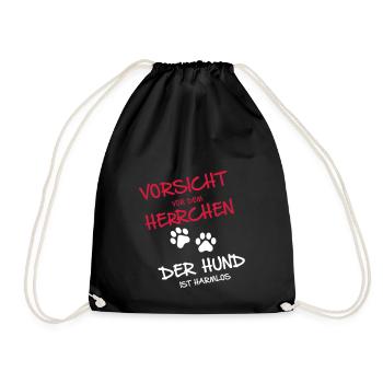 Vorsicht Herrchen - Turnbeutel - Schwarz - Vorne