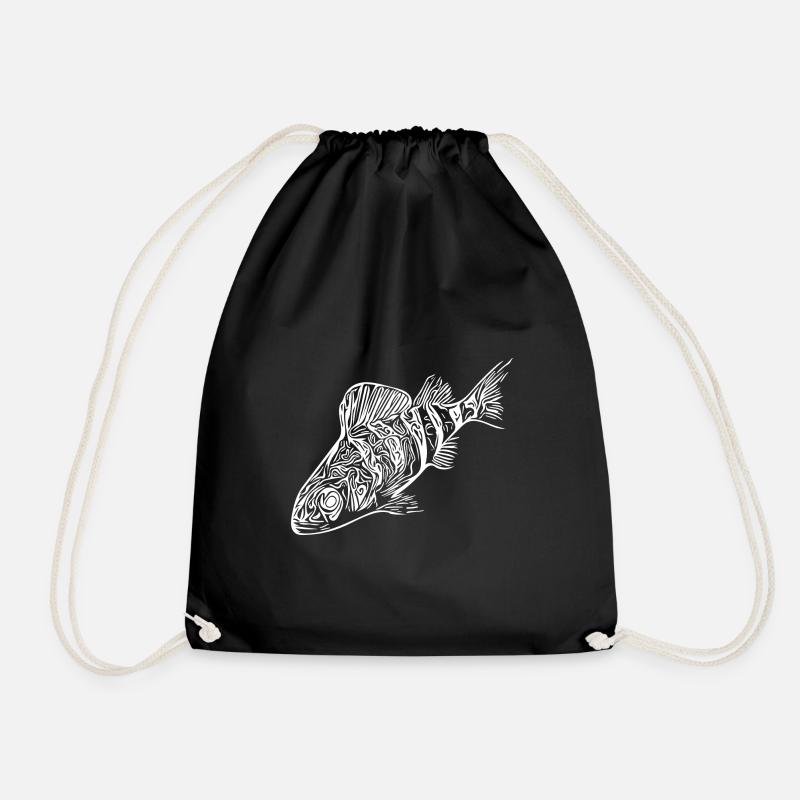 Perch fish design for predator anglers - Drawstring Bag - black