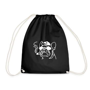 Smoking Weed Stoner Stoner Cannabis 420 Bulldog - Drawstring Bag - black - Front