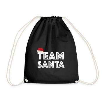Team Santa | Weihnachten, Weihnachtsgeschenk - Turnbeutel - Schwarz - Vorne