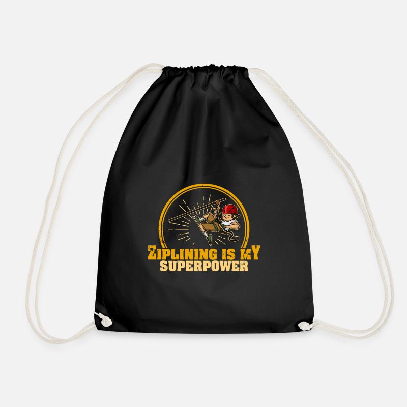 Zipline Spruch Geschenk Seilrutschen Berge - Turnbeutel - Schwarz