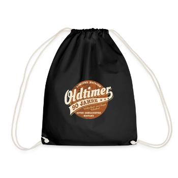 Oldtimer 90 Jahre - Geburtstag - Geschenk - Turnbeutel - Schwarz - Vorne