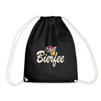 Bierfee - Biertrinker - Bier-Cartoon Männertag - Turnbeutel - Schwarz - Vorne