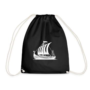 Drachenboot Wikinger Style Segel Design - Turnbeutel - Schwarz - Vorne