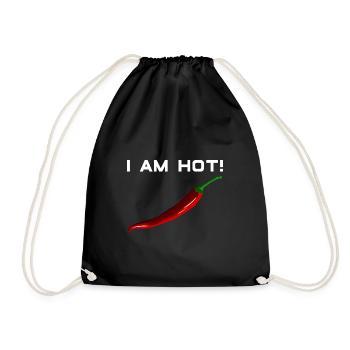 I am hot! Chili, eat, spicy, dating, fun - Drawstring Bag - black - Front