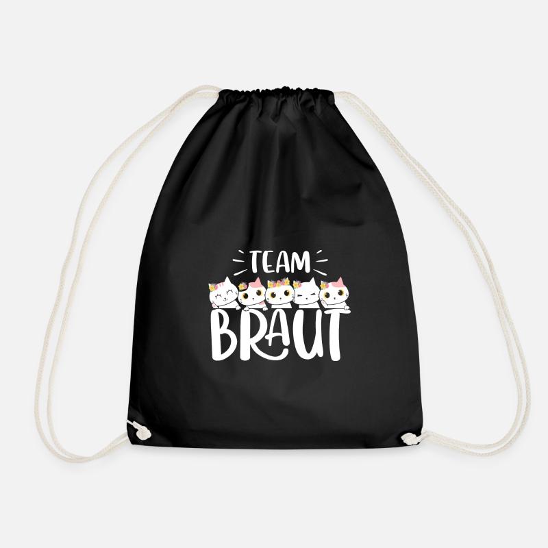Team Braut JGA Katzen Hochzeit Junggesellenabschie - Turnbeutel - Schwarz
