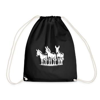 Donkey Friends Group Portrait - Drawstring Bag - black - Front