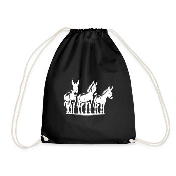 Cute Donkey Group Portrait Farmer Pictures - Drawstring Bag - black - Front