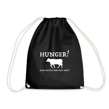 Hunger, man schäle mir eine Kuh | lustige Sprüche - Turnbeutel - Schwarz - Vorne