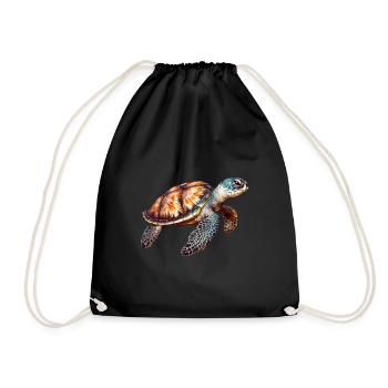 Elegant Cute Sea Turtle - Drawstring Bag - black - Front