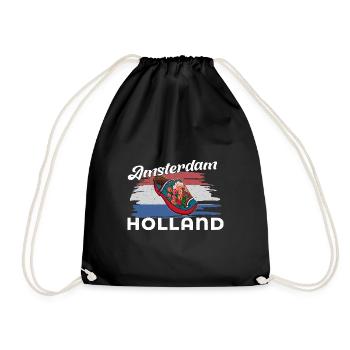 Klompendansen Holzschuhe Amsterdam Holland - Turnbeutel - Schwarz - Vorne