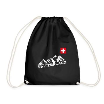 Switzerland | Switzerland, Souvenir, Fondue - Drawstring Bag - black - Front
