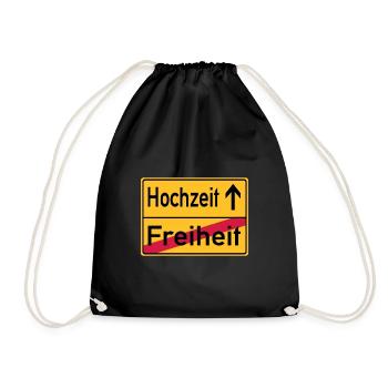 Hochzeit Freiheit Abschied Feier Schild - Turnbeutel - Schwarz - Vorne