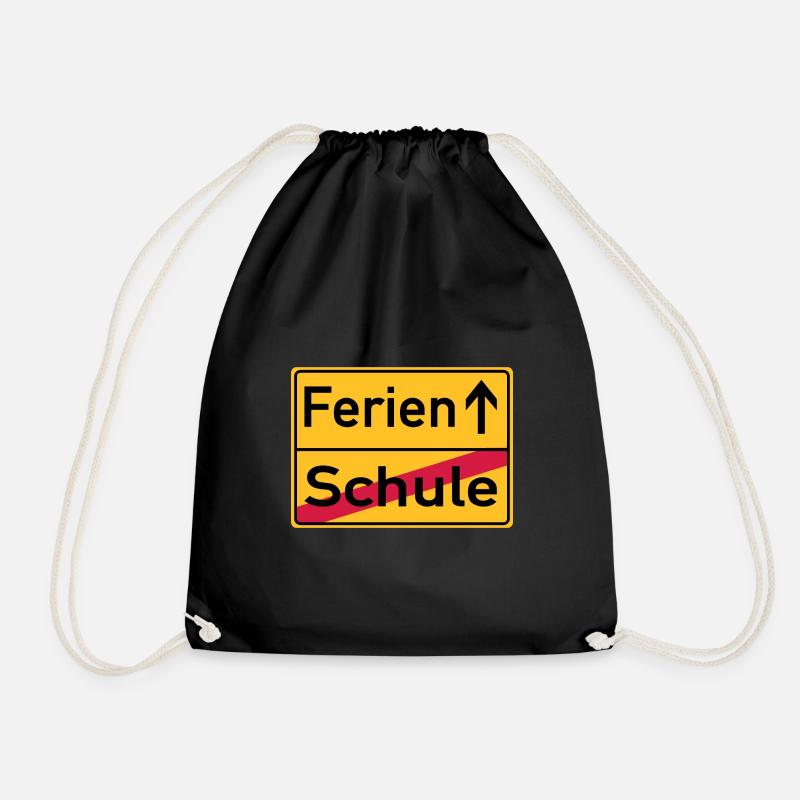 Schule - Ferien - Ortsschild - Turnbeutel - Schwarz