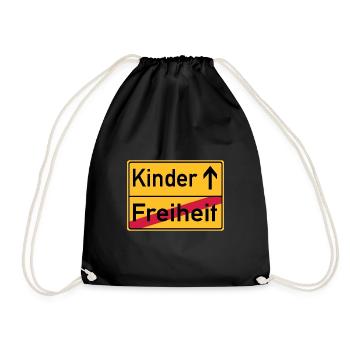 Freiheit - Kinder - Ortsschild - Turnbeutel - Schwarz - Vorne