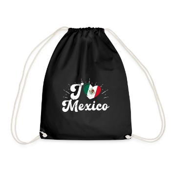 Mexiko Mexikaner Urlaub Nationalfarben Reise - Turnbeutel - Schwarz - Vorne