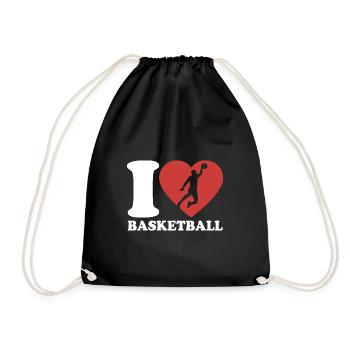 I Love Basketball - Heart - Hobby - Drawstring Bag - black - Front