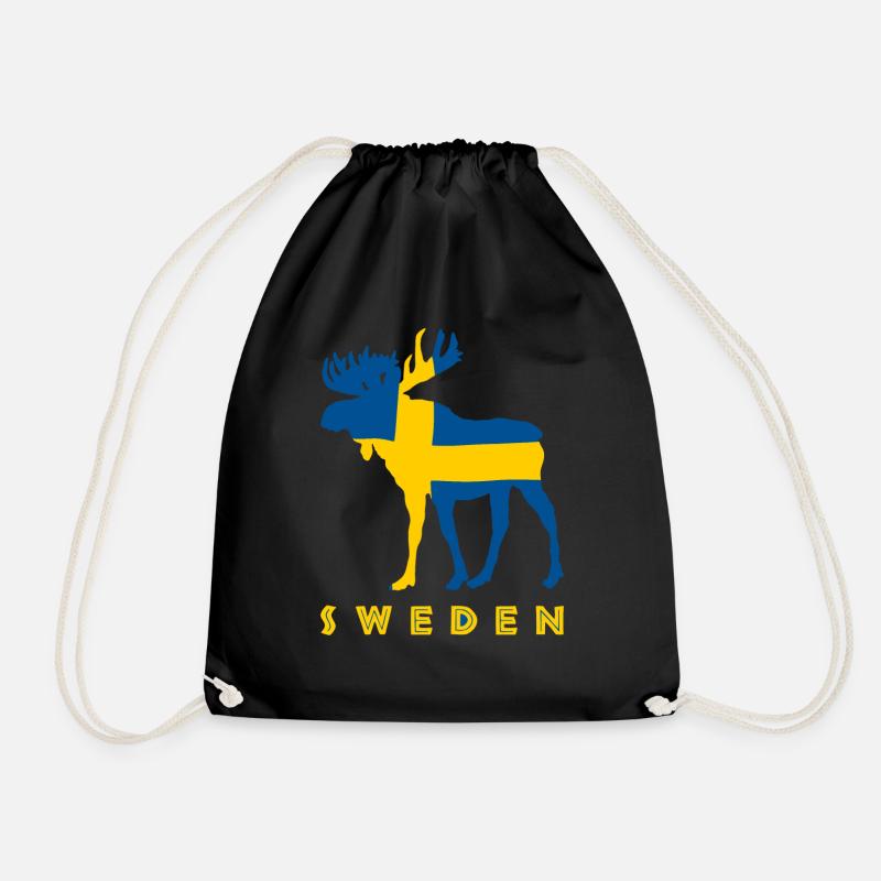 Suède Moose Suède vacances drapeau bannière - Sac de sport léger - noir