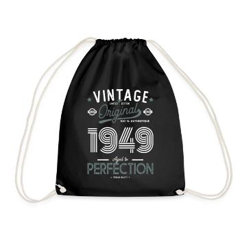AGE TO PERFECTION born in 1949 anniversary 73 years - Drawstring Bag - black - Front