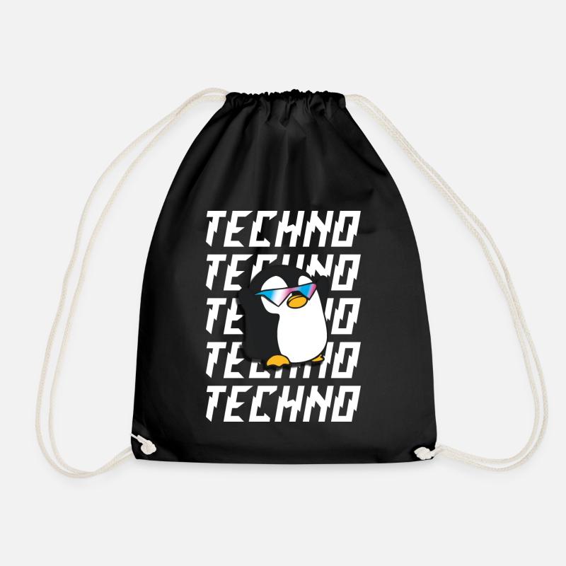 Techno Penguin - Drawstring Bag - black