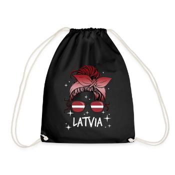 Latvia - Drawstring Bag - black - Front