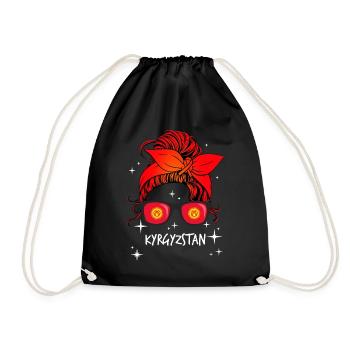 Kyrgyzstan - Drawstring Bag - black - Front
