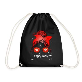 Hong Kong - Drawstring Bag - black - Front