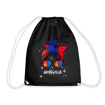 Mongolia - Drawstring Bag - black - Front