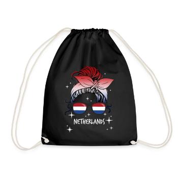 Netherlands - Drawstring Bag - black - Front