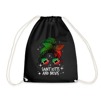 Saint Kitts and Nevis - Drawstring Bag - black - Front
