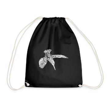 Elegant Vintage Kingfisher - Bird Nature Motif - Drawstring Bag - black - Front