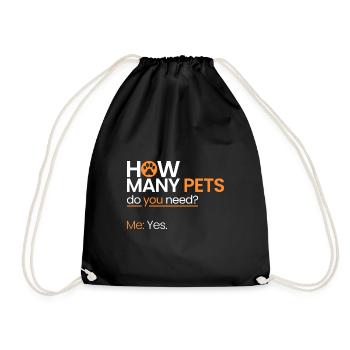 How many pets? - Drawstring Bag - black - Front