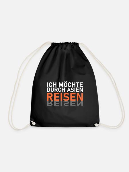 Asien Reise - Turnbeutel - Schwarz