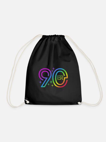 90er Jahre - bunter Regenbogen - retro - Turnbeutel - Schwarz