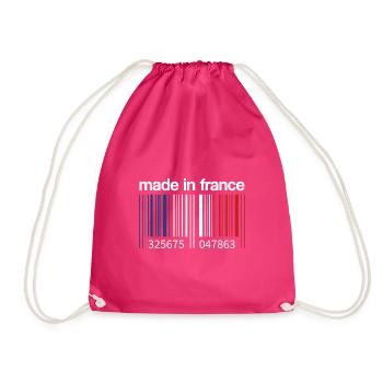 Code-barres Du drapeau de la France Fabriqué en France Paris - Sac de sport léger - fuchsia - Devant
