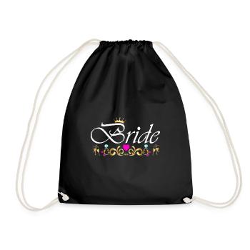 Braut/Bride - Junggesellenabschied - Turnbeutel - Schwarz - Vorne
