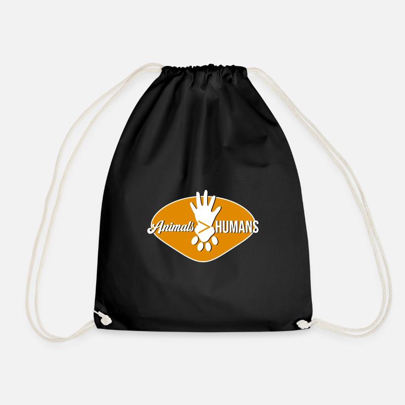 Animals > humans - Drawstring Bag - black