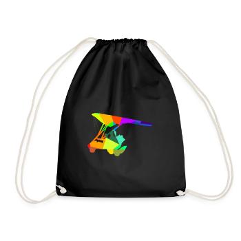 Ultralight Trike Regenbogen Flugzeuge Fahrzeuge - Turnbeutel - Schwarz - Vorne