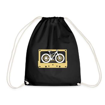 Bicycle Bike Music Tape Cassette - Drawstring Bag - black - Front