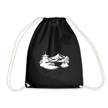 Maison japonaise Asiatique Paysage Design - Sac de sport léger - noir - Devant